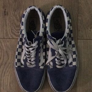 Blue old skool checkered vans
